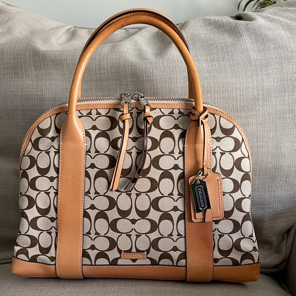 Coach Handbags - Coach Signature Jacquard Bleecker Preston Satchel